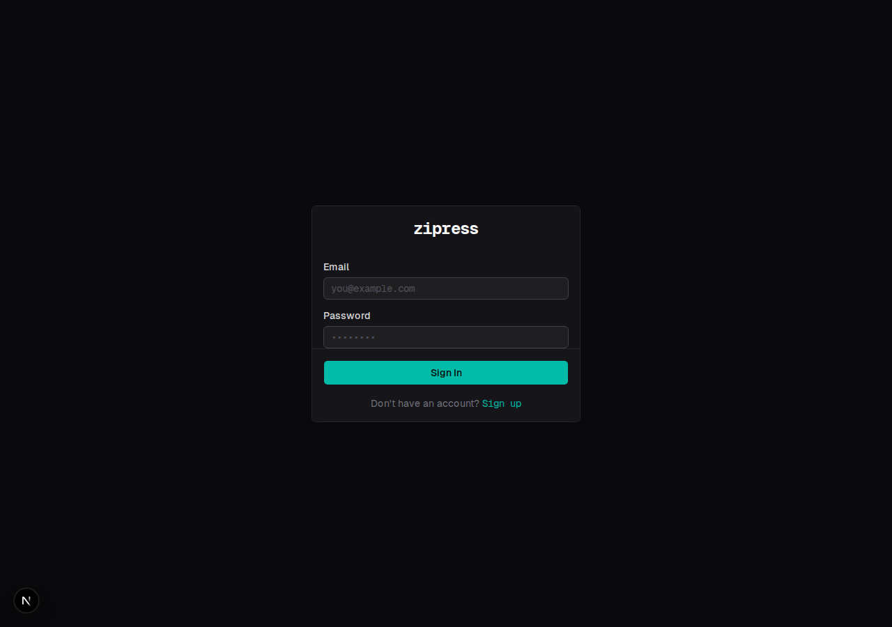 zipress 登录页