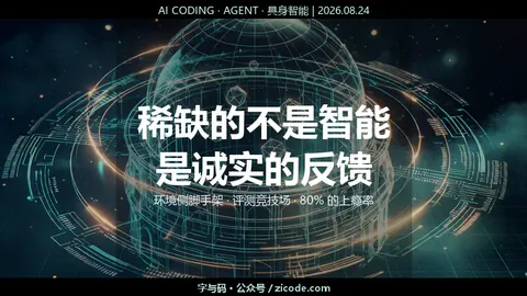 稀缺的不是智能，是诚实的反馈：环境侧脚手架、具身评测竞技场、80% 的上瘾率