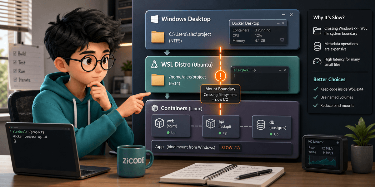 WSL 里的 Docker：慢的不是容器，通常是挂载边界