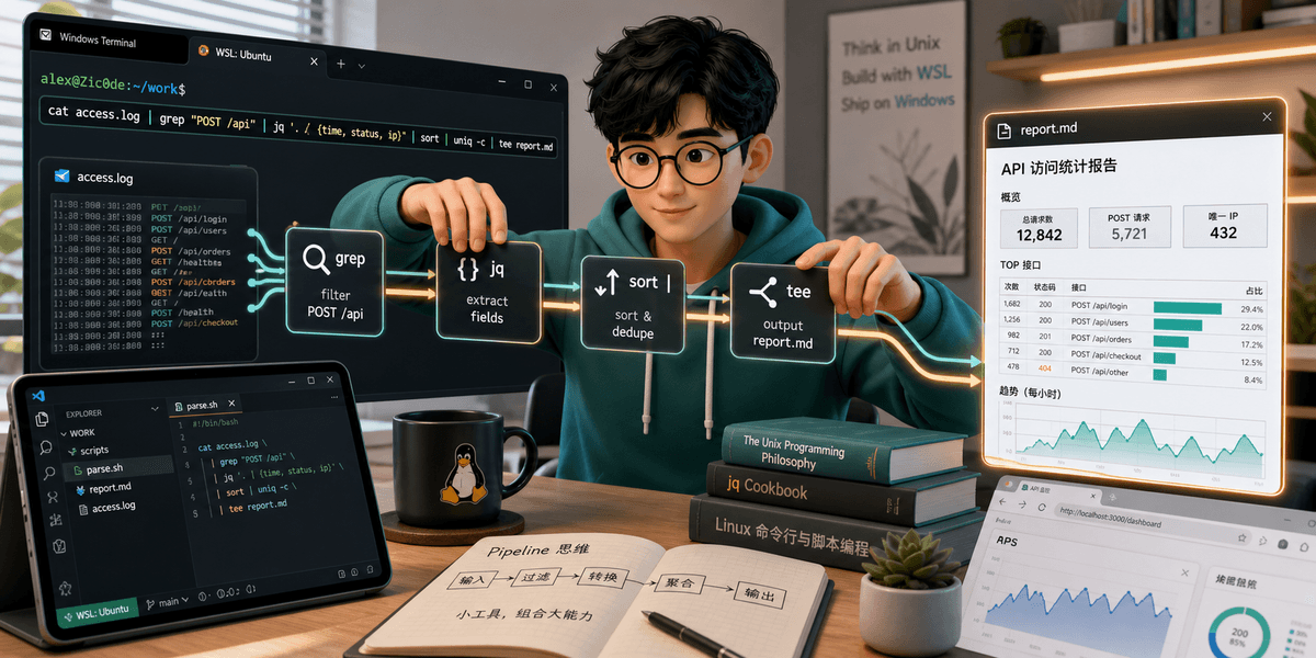 在 Windows 上用 Unix 工作流：把 grep、管道和脚本带回日常