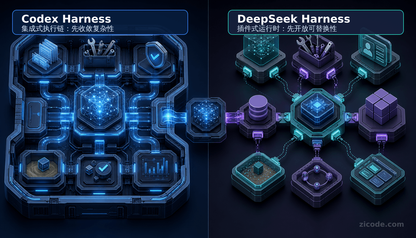 Codex Harness 与 DeepSeek Harness 的集成式和插件式路线