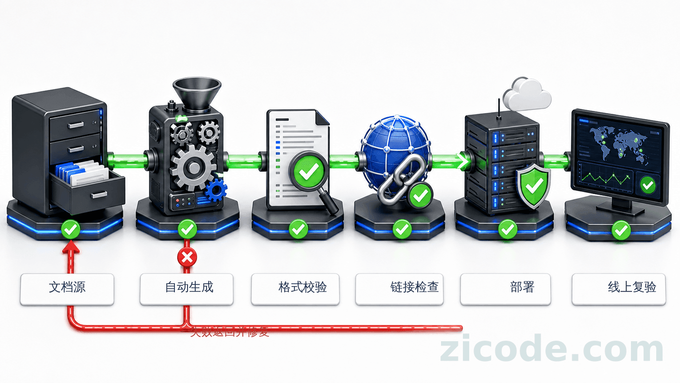 llms.txt 从文档源到线上复验的发布流水线