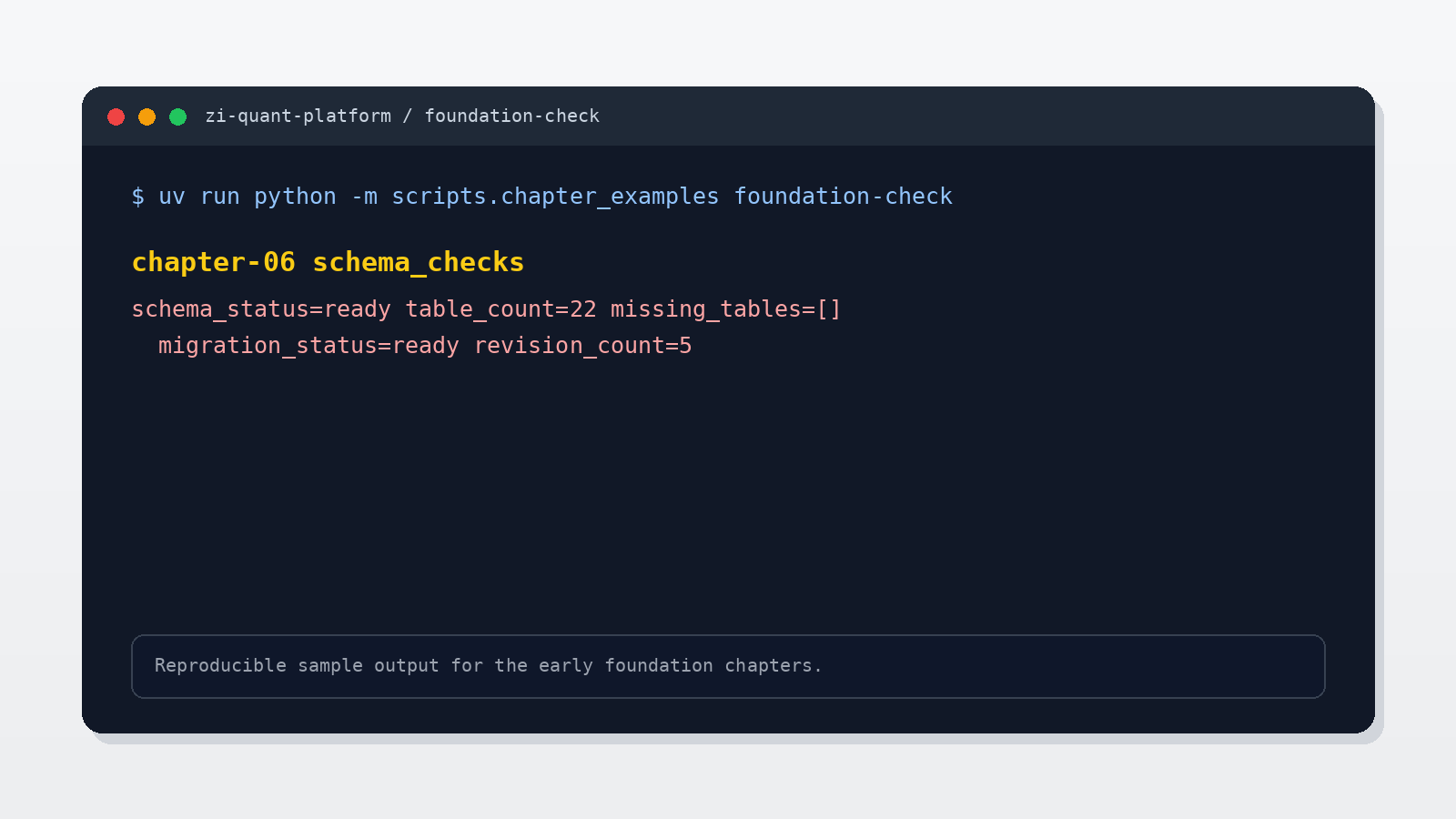 Schema readiness 基础校验输出
