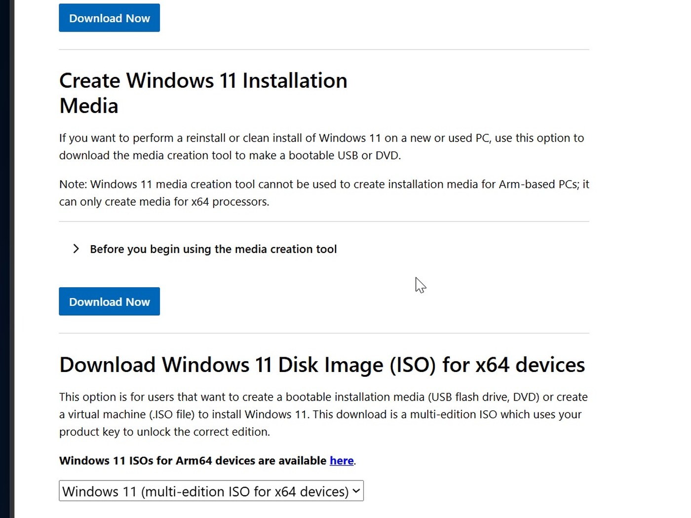 微软官网的 Windows 11 下载页:完整 ISO 与安装助手是另一条路径