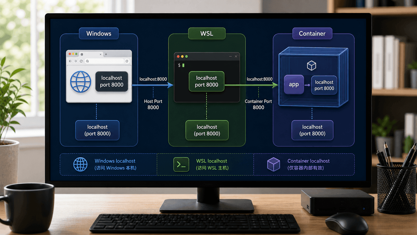 Windows、WSL 与 Docker 容器之间的端口访问路径